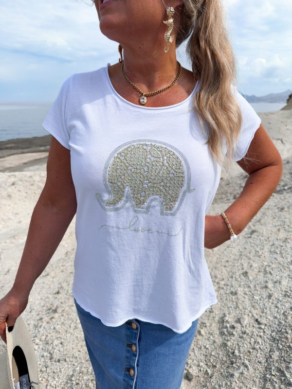 Vit T-Shirt - Elephant - Bild 3