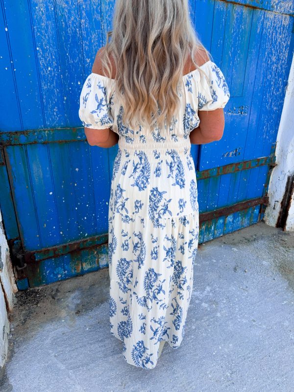 Smock Klänning - Paisley - Blå/Cream - Bild 5