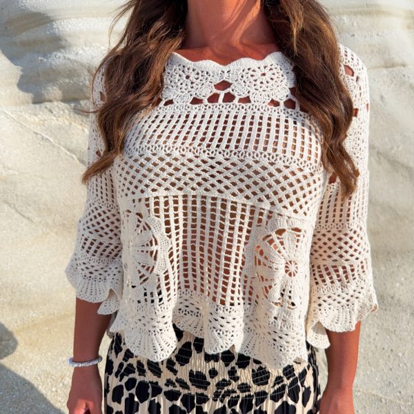 Virkad Topp - Cream