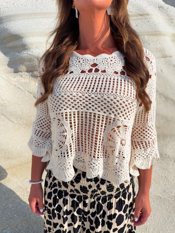Virkad Topp - Cream