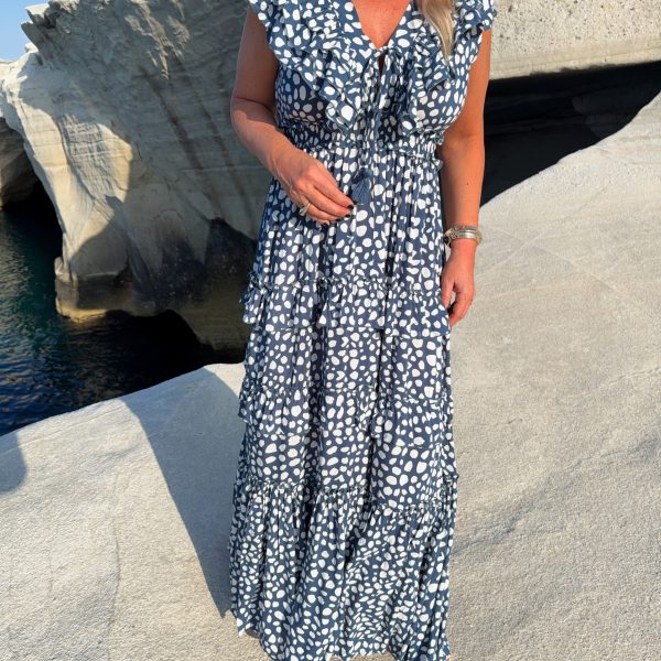 Pina Maxi Dress - Blue Dots - Coconut Milk