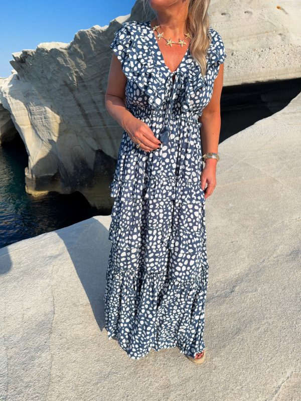Pina Maxi Dress - Blue Dots - Coconut Milk
