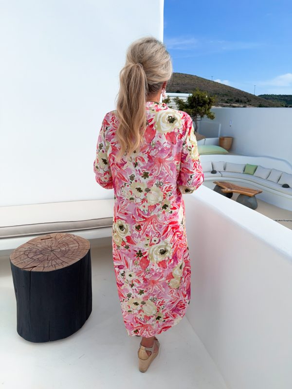 Mönstrad Skjortklänning - Rosa/Grön - Bild 4