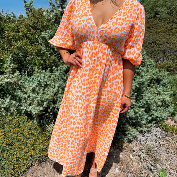 Bomullsklänning - Orange Leo