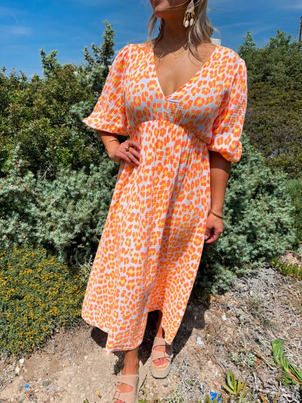 Bomullsklänning - Orange Leo