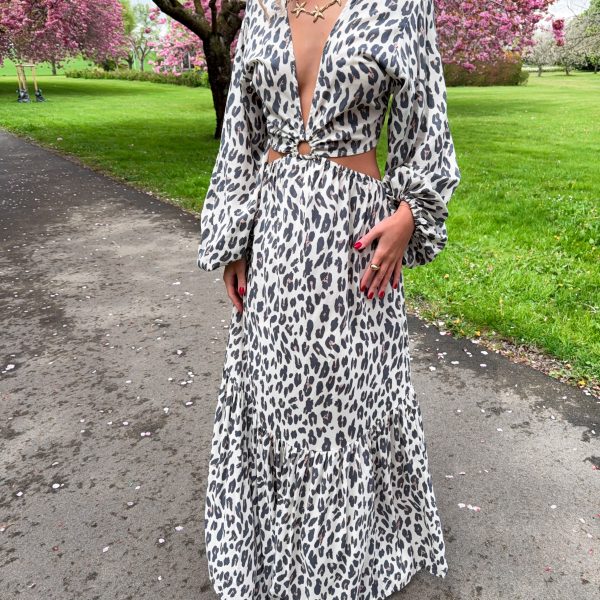 Manaka Dress - Leopard Cream - Coconut Milk