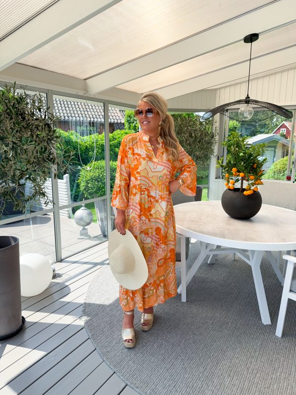 Orange/Gul - Paisleyklänning - Bild 2