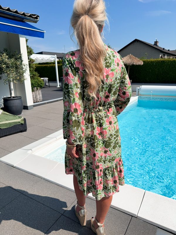 Blommönstrad Klänning - Grön/Rosa - Bild 4
