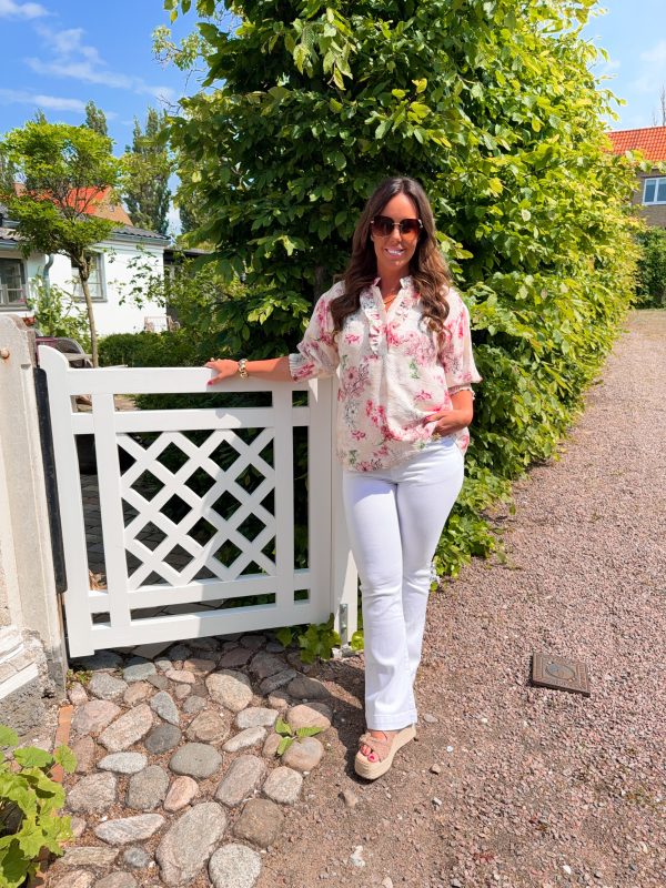 Blommönstrad Blus - Beige/Rosa - Bild 2