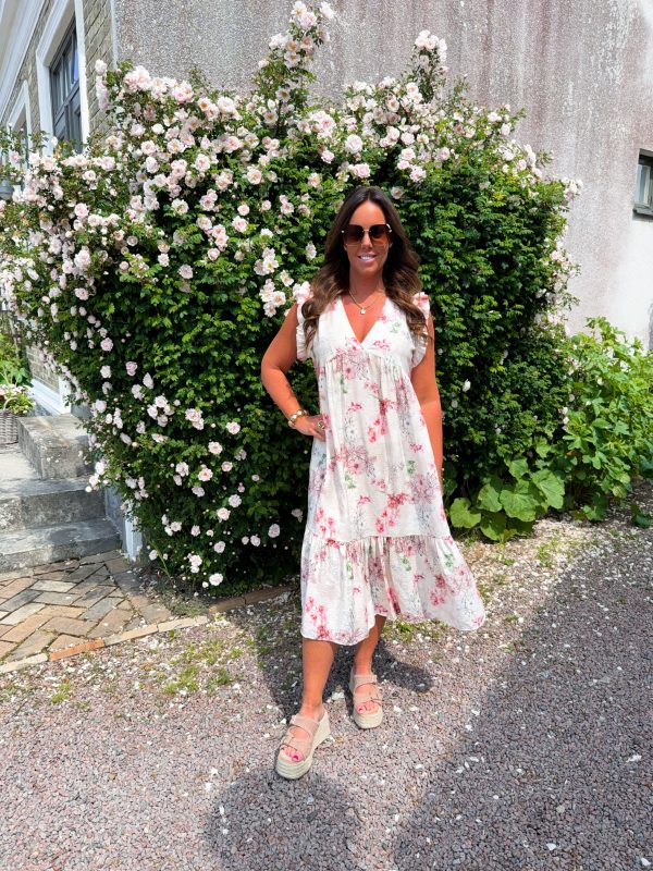 Blommönstrad Klänning - Beige/Rosa - Bild 2