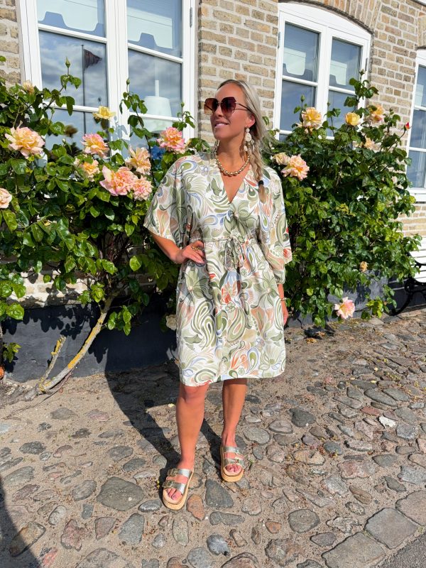 Kort Klänning - Zoe - Grön/Beige - Bild 2