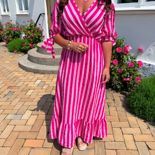 Audry Dress - Stripes - Cerise