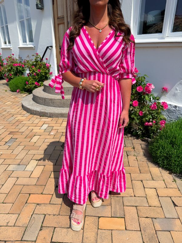Audry Dress - Stripes - Cerise