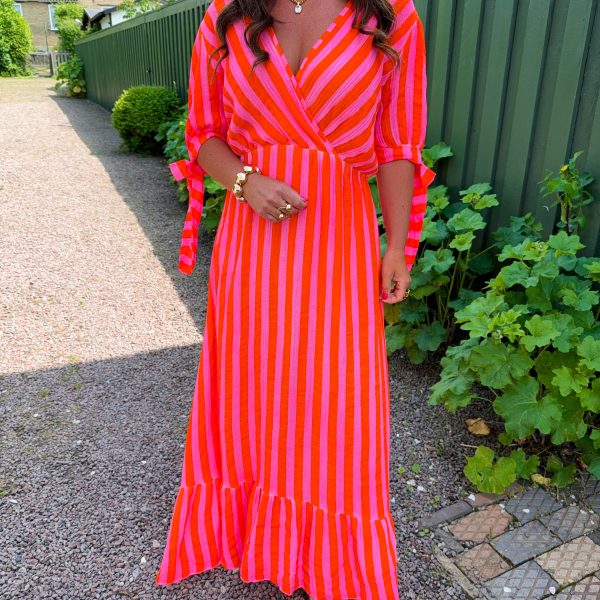 Audry Dress - Stripes - Rosso
