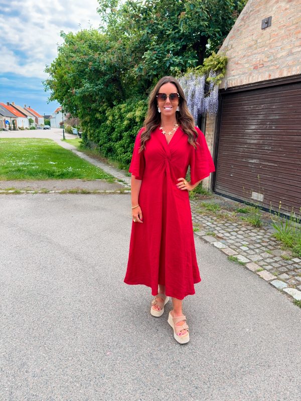 Vera Linneklänning - Röd - Bild 2