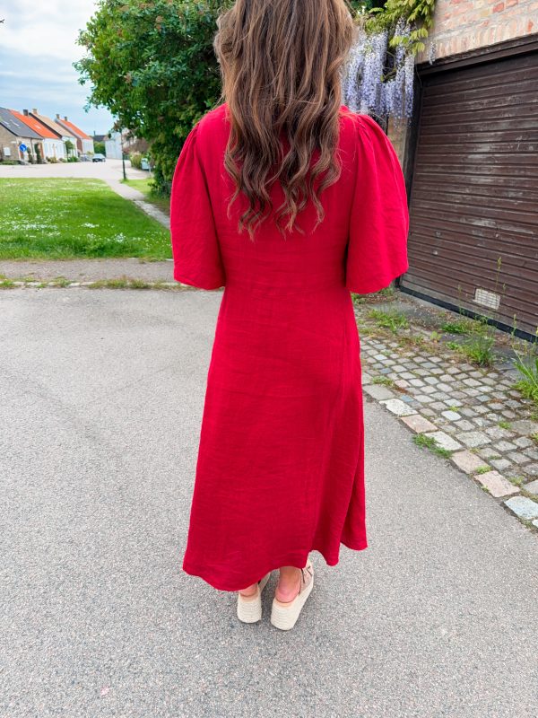 Vera Linneklänning - Röd - Bild 4