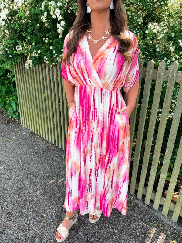 Viskosklänning - Tie Dye Cerise - Bild 3