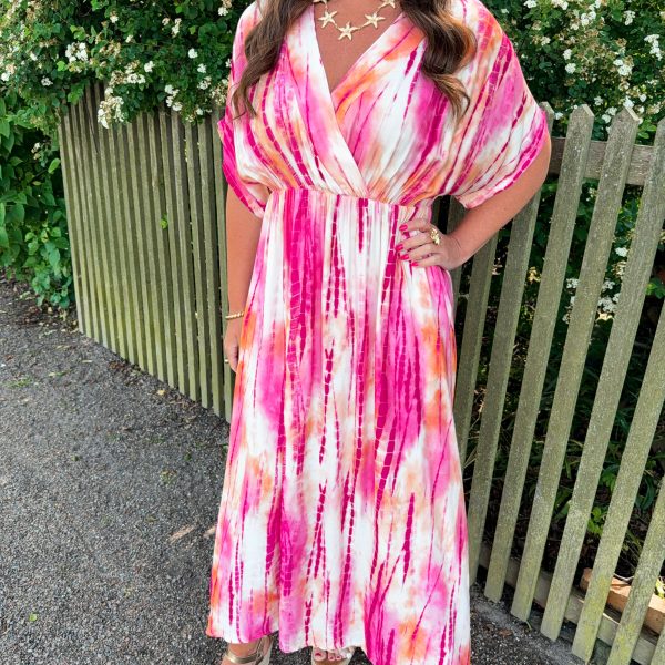 Viskosklänning - Tie Dye Cerise