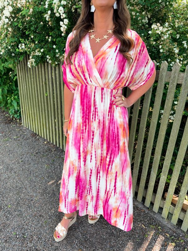Viskosklänning - Tie Dye Cerise