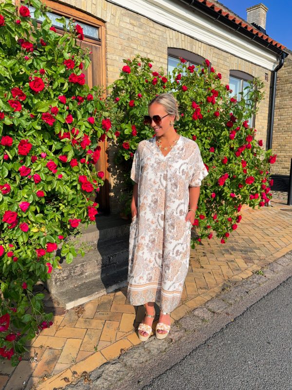 Paisleyklänning - Alida - Beige/Grå - Bild 2
