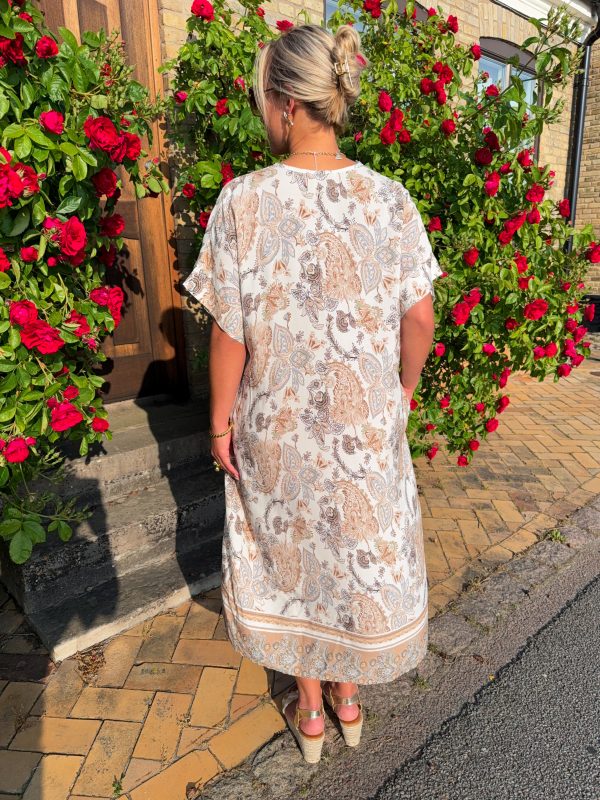 Paisleyklänning - Alida - Beige/Grå - Bild 4