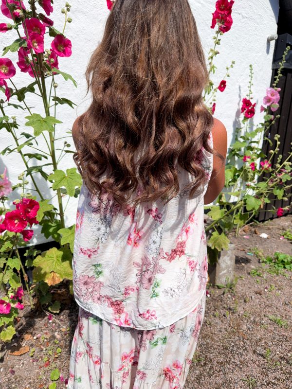 Blommönstrat Linne - Beige/Rosa - Bild 3
