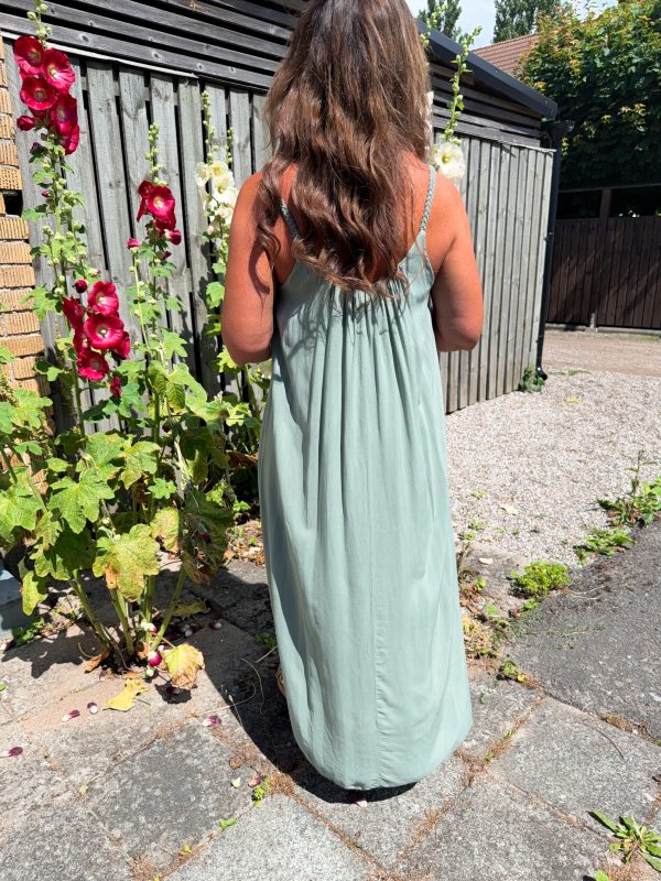 Viskosklänning - Flätade Band - Khaki - Bild 3
