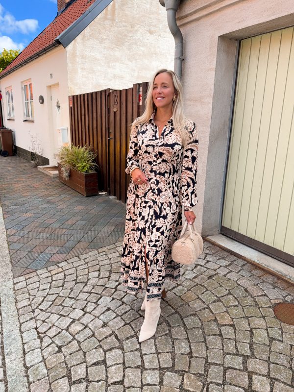 Mönstrad Skjortklänning - Marinblå/Brun - Bild 2
