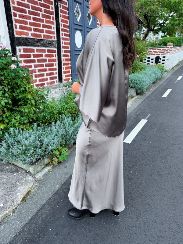 Satinblus - Taupe - Bild 3