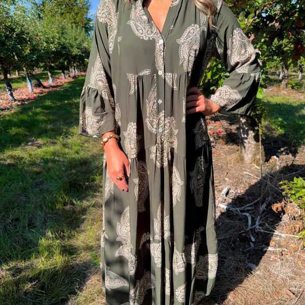 Mönstrad Viskosklänning - Army