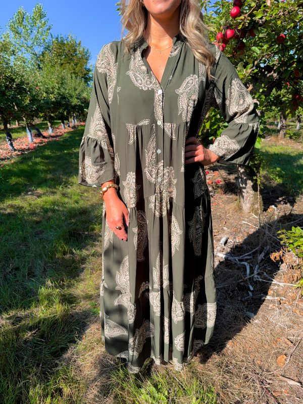 Mönstrad Viskosklänning - Army