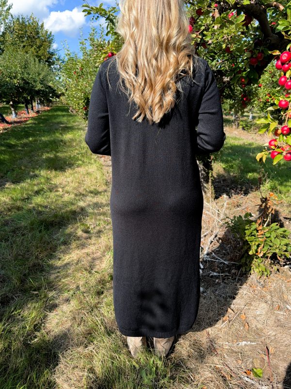 Finstickad Poloklänning - Rosett - Svart - Bild 4