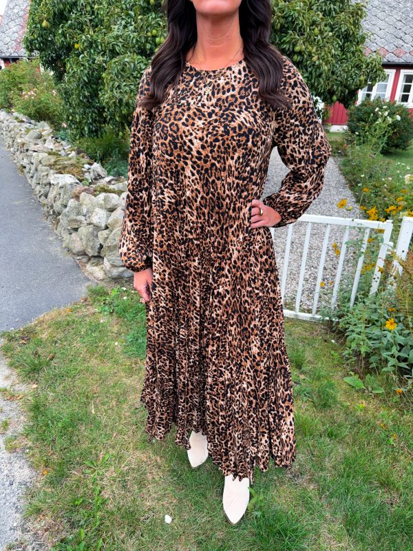 Plisserad Klänning - Leopard