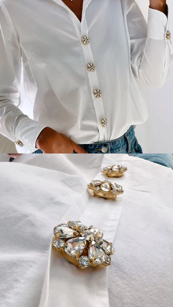 Flower Button Charm - White/Gold - Bild 4
