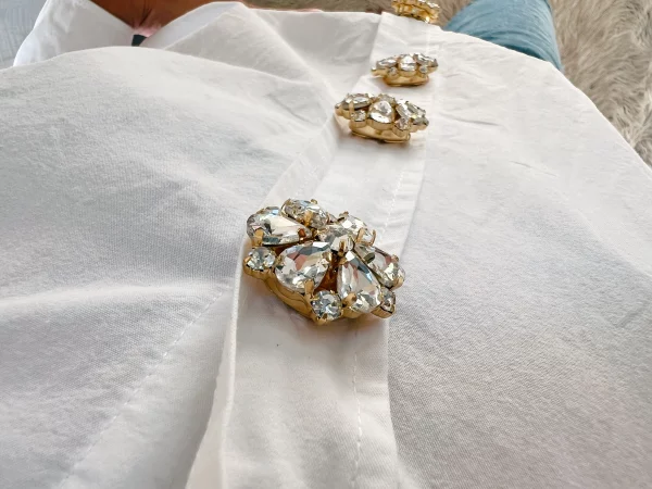 Flower Button Charm - White/Gold - Bild 5
