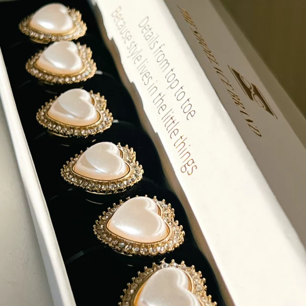 Heart Button Charm - Pearl