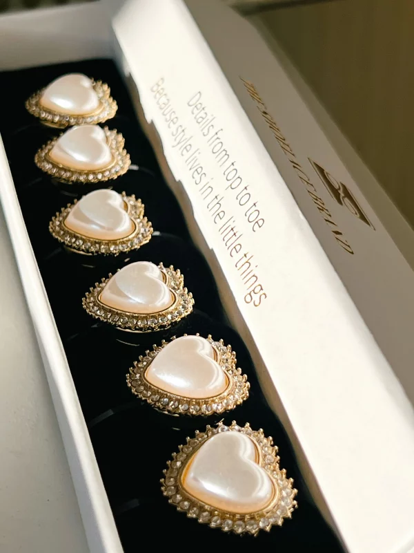 Heart Button Charm - Pearl