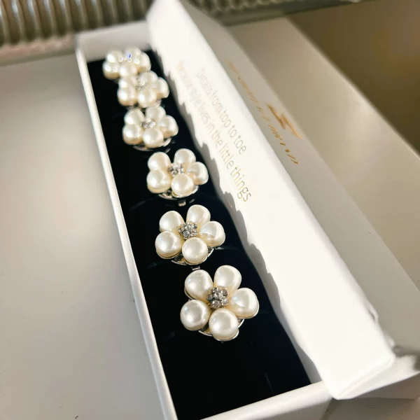Flower Button Charm - Pearl