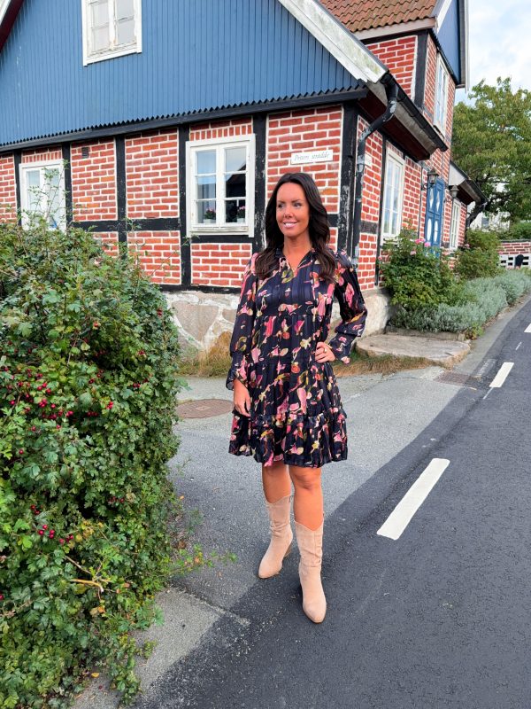 Mönstrad Klänning - Marinblå/Rosa - Bild 2
