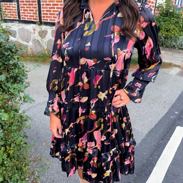 Mönstrad Klänning - Marinblå/Rosa