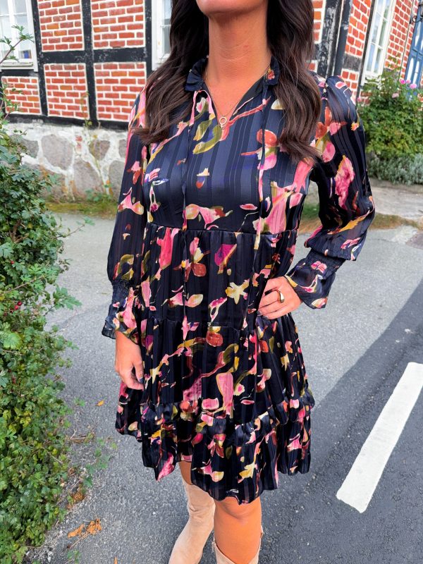 Mönstrad Klänning - Marinblå/Rosa