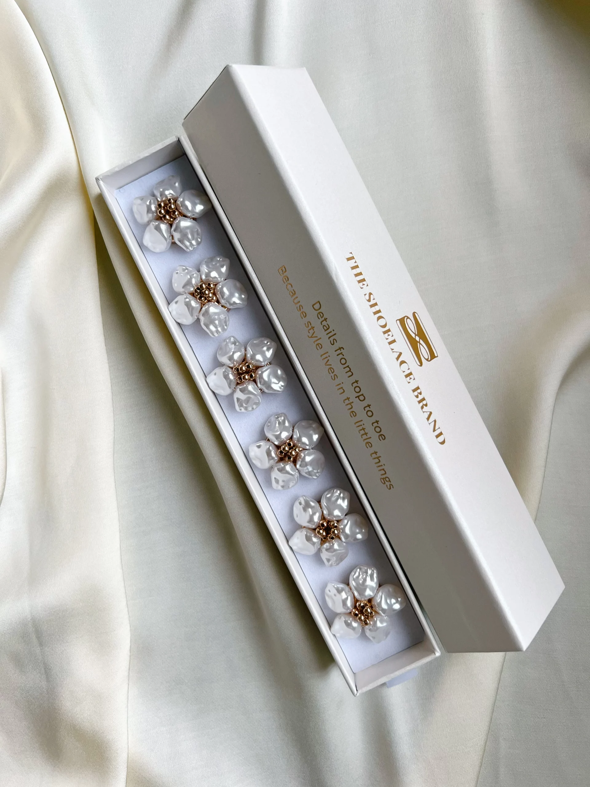 Pearl Flower Button Charm Gold