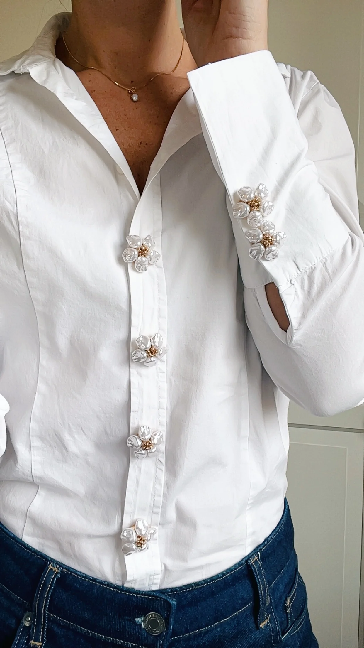 Pearl Flower Button Charm Gold - Bild 2