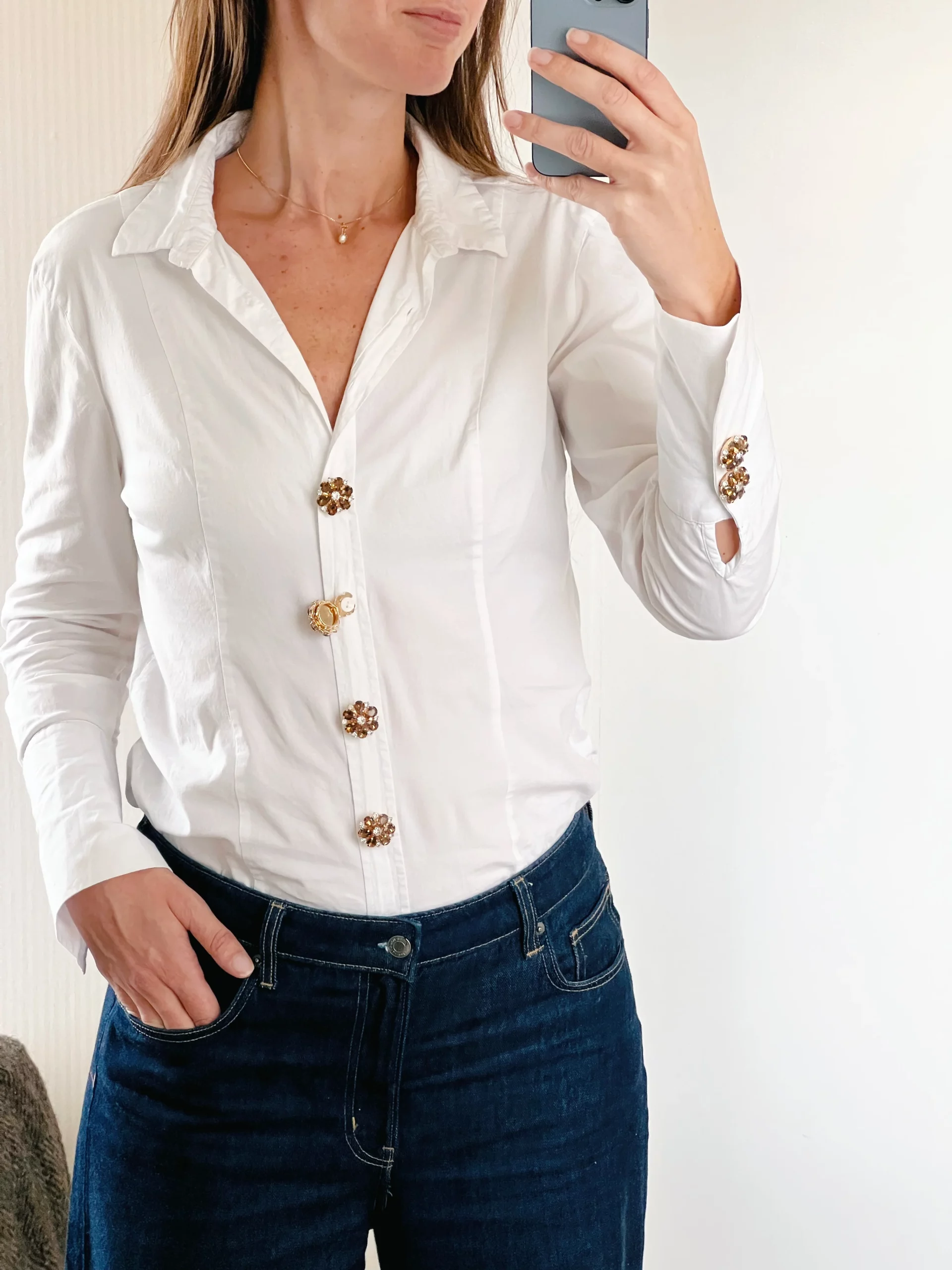 Brown Crystal Flower Button Charm - Bild 2