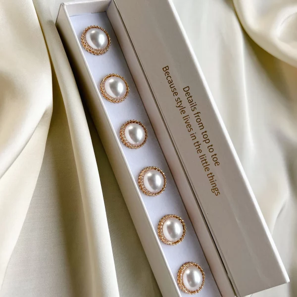Pearl Button Charm Gold