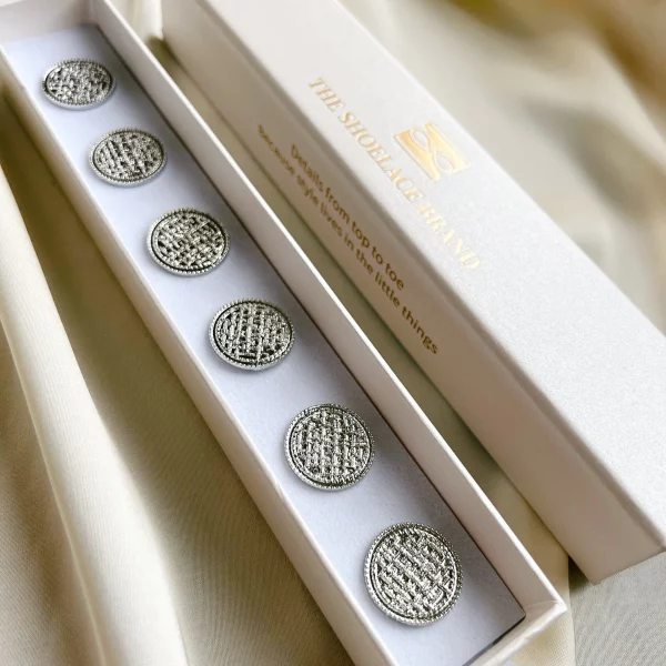 Textured Button Charm Silver