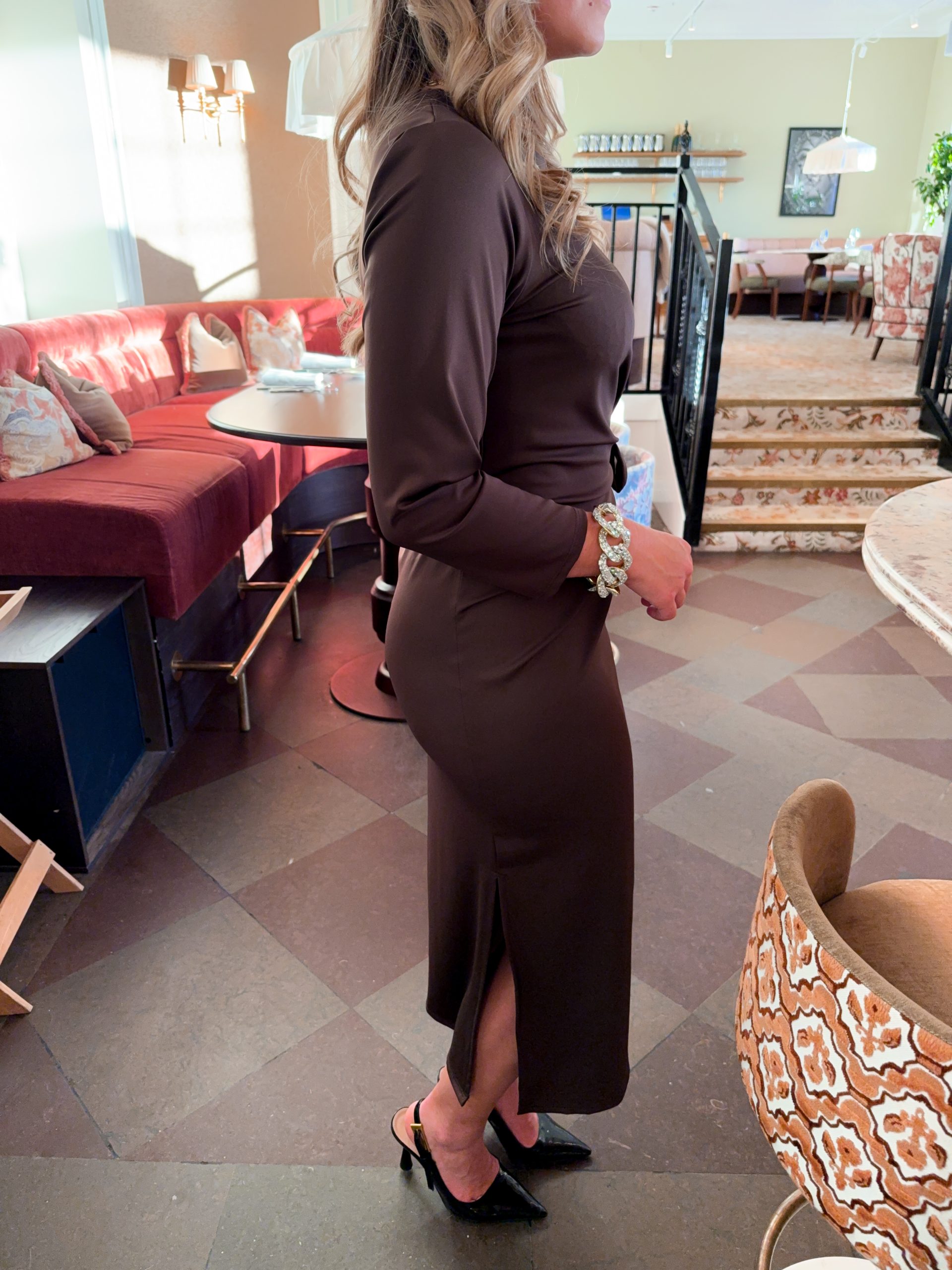 Brun Tight Klänning - Knyte - Bild 3