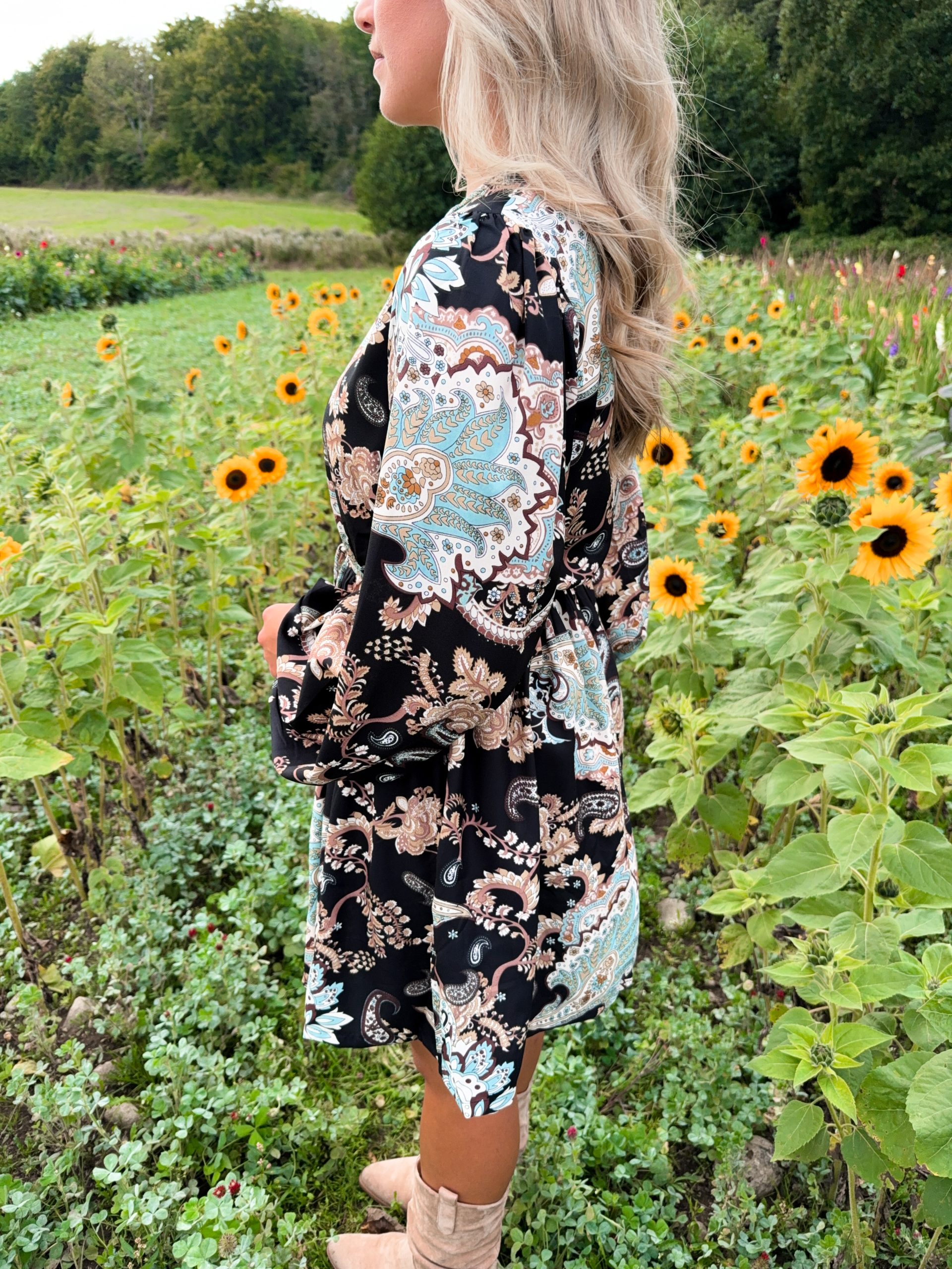 Paisleymönstrad Tunika - Turkos/Svart - Bild 3