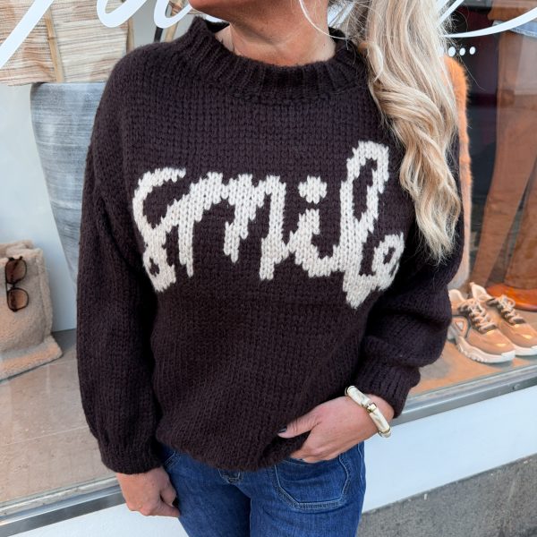 Stickad Tröja - Smile - Choco