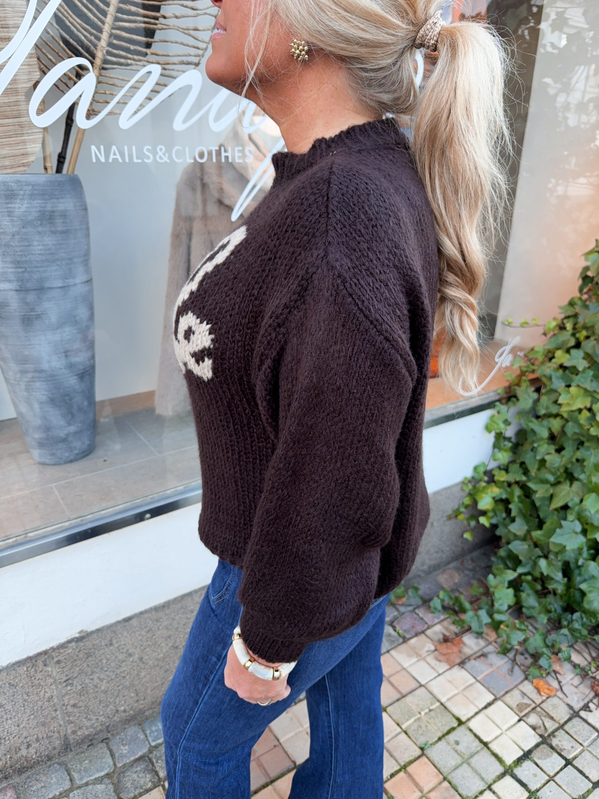 Stickad Tröja - Smile - Choco - Bild 3